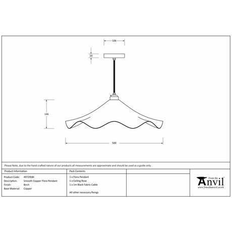 This is an image showing From The Anvil - Smooth Copper Flora Pendant in Birch available from trade door handles, quick delivery and discounted prices