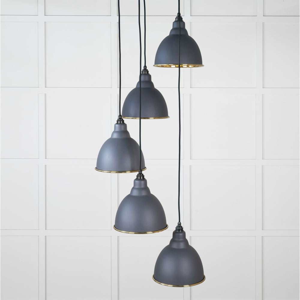 This is an image showing From The Anvil - Smooth Brass Brindley Cluster Pendant in Slate available from trade door handles, quick delivery and discounted prices