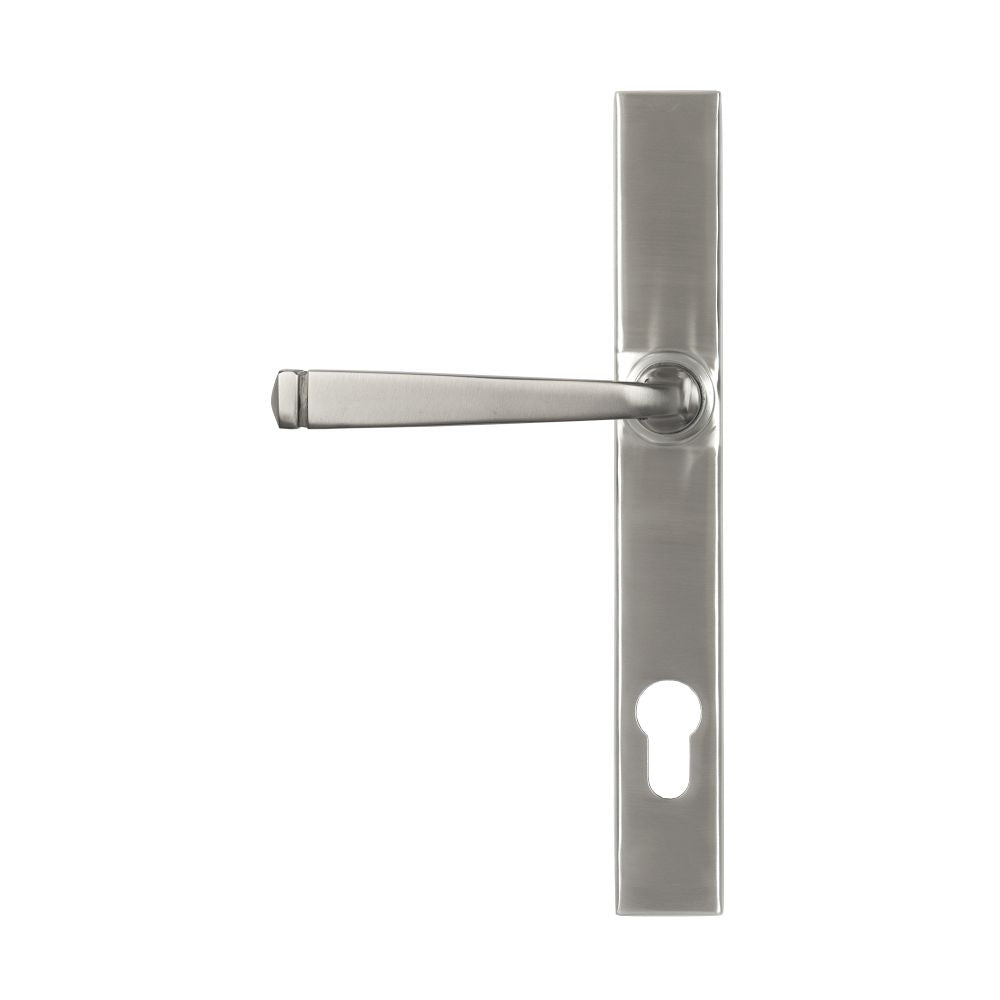 This is an image showing From The Anvil - Satin Marine SS (316) Avon Slimline Lever Espag. Lock Set available from trade door handles, quick delivery and discounted prices