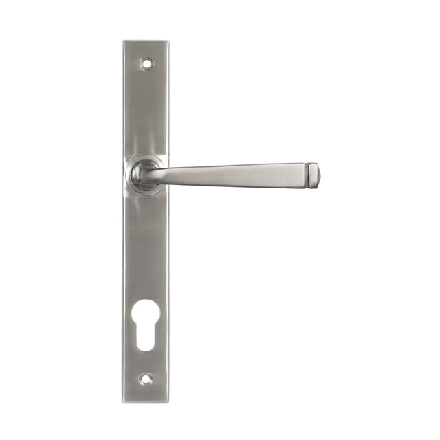 This is an image showing From The Anvil - Satin Marine SS (316) Avon Slimline Lever Espag. Lock Set available from trade door handles, quick delivery and discounted prices