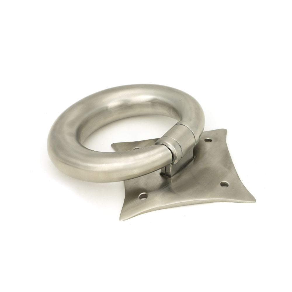 This is an image showing From The Anvil - Satin Marine SS (316) Ring Door Knocker available from trade door handles, quick delivery and discounted prices