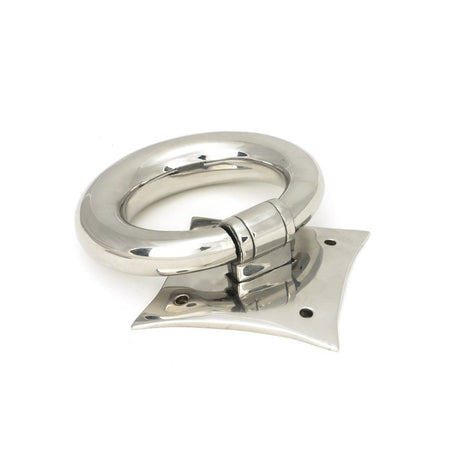 This is an image showing From The Anvil - Polished Marine SS (316) Ring Door Knocker available from trade door handles, quick delivery and discounted prices