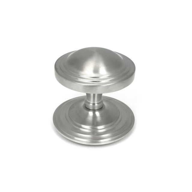 This is an image showing From The Anvil - Satin Marine SS (316) Art Deco Centre Door Knob available from trade door handles, quick delivery and discounted prices