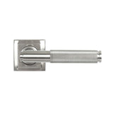 This is an image showing From The Anvil - Satin Marine SS (316) Brompton Lever on Rose Set (Square) available from trade door handles, quick delivery and discounted prices