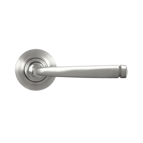 This is an image showing From The Anvil - Satin Marine SS (316) Avon Round Lever on Rose Set (Plain) available from trade door handles, quick delivery and discounted prices