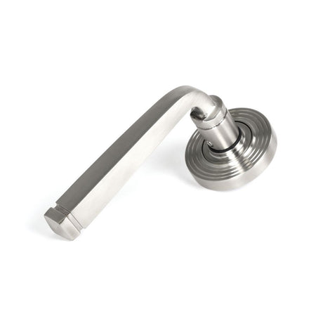 This is an image showing From The Anvil - Satin Marine SS (316) Avon Round Lever on Rose Set (Beehive) available from trade door handles, quick delivery and discounted prices