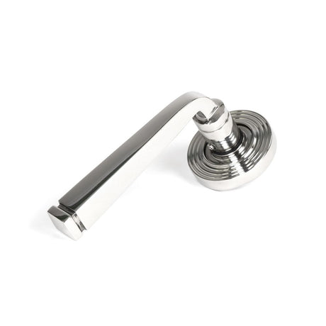 This is an image showing From The Anvil - Polished Marine SS (316) Avon Round Lever on Rose Set (Beehive) available from trade door handles, quick delivery and discounted prices