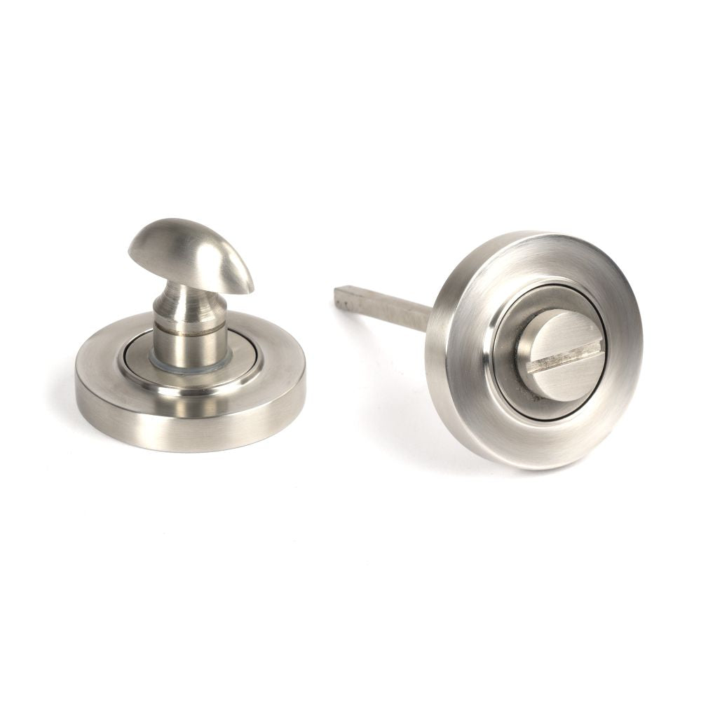 This is an image showing From The Anvil - Satin Marine SS (316) Round Thumbturn Set (Plain) available from trade door handles, quick delivery and discounted prices