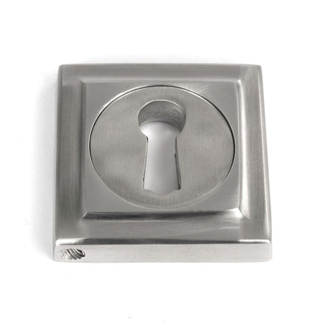 This is an image showing From The Anvil - Satin Marine SS (316) Round Escutcheon (Square) available from trade door handles, quick delivery and discounted prices