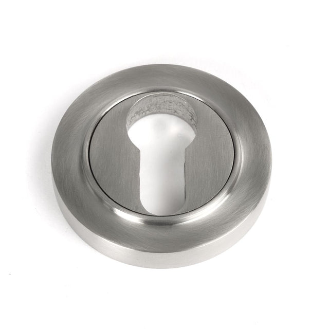 This is an image showing From The Anvil - Satin Marine SS (316) Round Euro Escutcheon (Plain) available from trade door handles, quick delivery and discounted prices