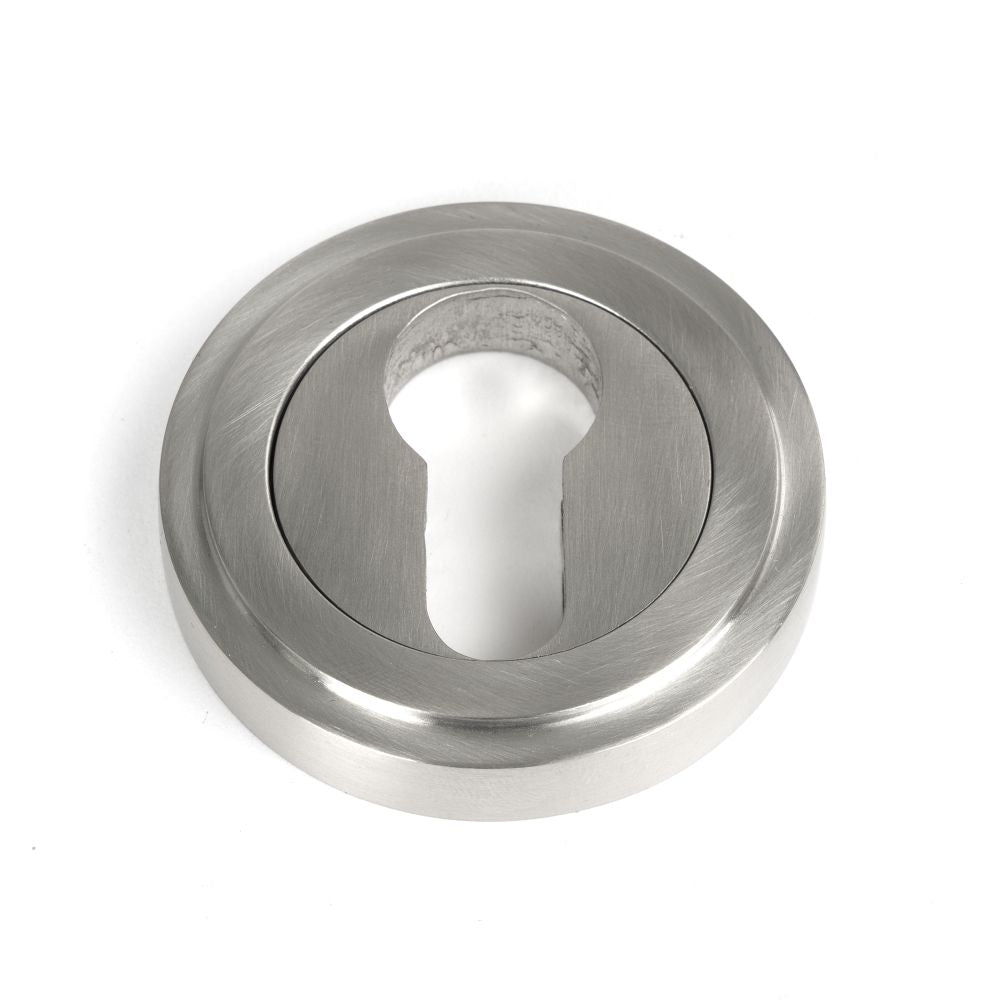 This is an image showing From The Anvil - Satin Marine SS (316) Round Euro Escutcheon (Art Deco) available from trade door handles, quick delivery and discounted prices