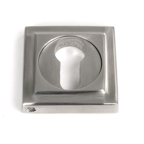 This is an image showing From The Anvil - Satin Marine SS (316) Round Euro Escutcheon (Square) available from trade door handles, quick delivery and discounted prices