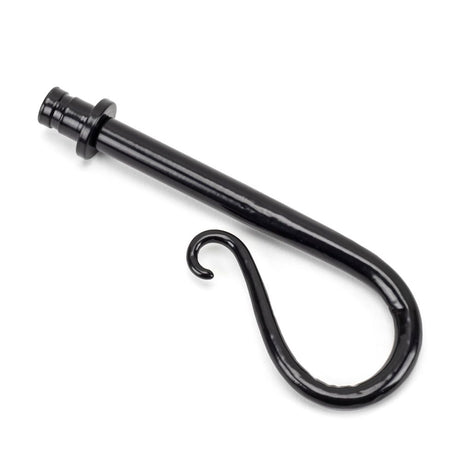 This is an image showing From The Anvil - Black Shepherd's Crook Curtain Finial (pair) available from trade door handles, quick delivery and discounted prices