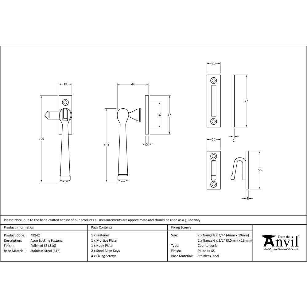This is an image showing From The Anvil - Polished Marine SS (316) Locking Avon Fastener available from trade door handles, quick delivery and discounted prices