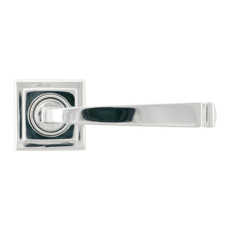 This is an image showing From The Anvil - Polished Chrome Avon Round Lever on Rose Set (Square) - Unsprun available from trade door handles, quick delivery and discounted prices