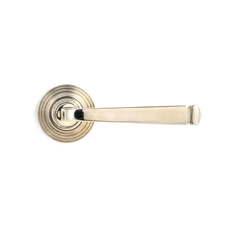 This is an image showing From The Anvil - Polished Nickel Avon Round Lever on Rose Set (Beehive) - Unspru available from trade door handles, quick delivery and discounted prices