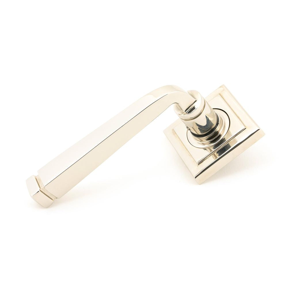 This is an image showing From The Anvil - Polished Nickel Avon Round Lever on Rose Set (Square) - Unsprun available from trade door handles, quick delivery and discounted prices