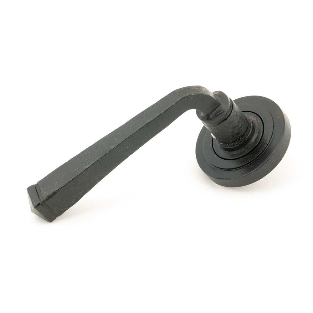 This is an image showing From The Anvil - External Beeswax Avon Round Lever on Rose Set (Art Deco) - Unsp available from trade door handles, quick delivery and discounted prices