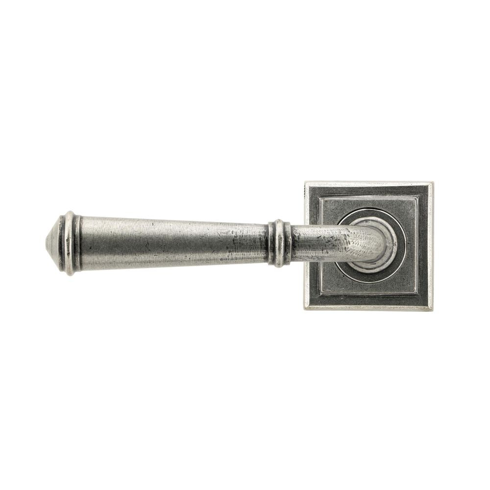 This is an image showing From The Anvil - Pewter Regency Lever on Rose Set (Square) - Unsprung available from trade door handles, quick delivery and discounted prices