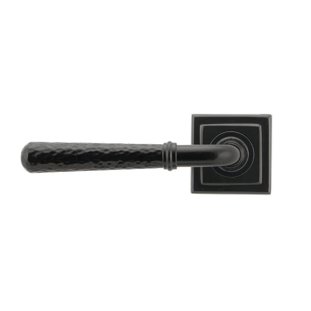 This is an image showing From The Anvil - Black Hammered Newbury Lever on Rose Set (Square) - Unsprung available from trade door handles, quick delivery and discounted prices