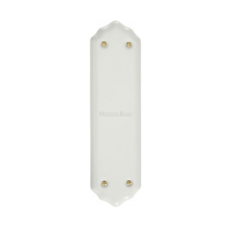 This is an image of a Heritage Brass - Shaped Fingerplate 280 x 77mm - Plain White, 5000 that is available to order from Trade Door Handles in Kendal.