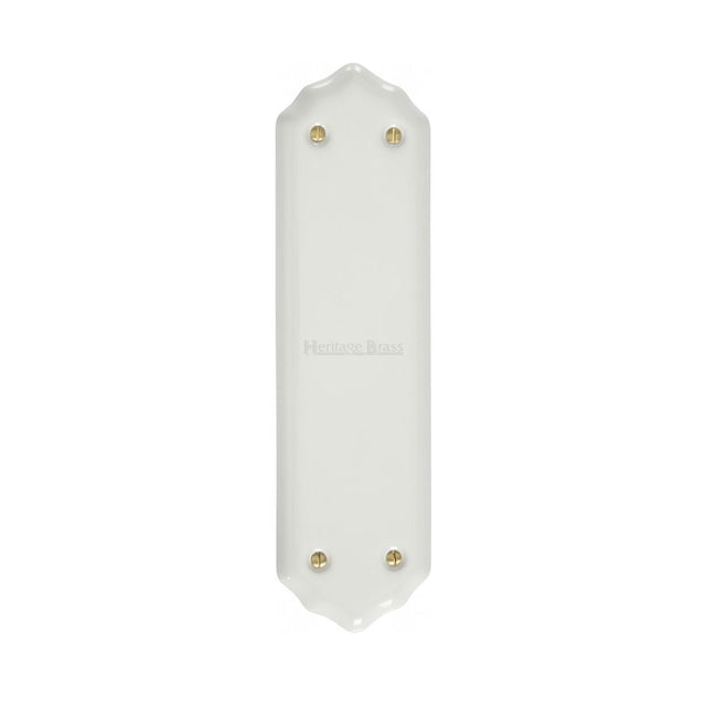 This is an image of a Heritage Brass - Shaped Fingerplate 280 x 77mm - Plain White, 5000 that is available to order from Trade Door Handles in Kendal.