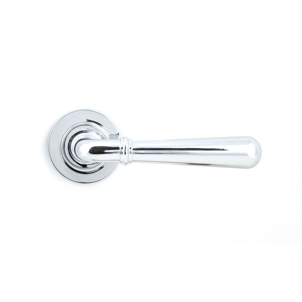 This is an image showing From The Anvil - Polished Chrome Newbury Lever on Rose Set (Plain) - Unsprung available from trade door handles, quick delivery and discounted prices
