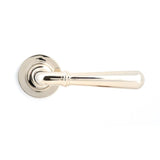This is an image showing From The Anvil - Polished Nickel Newbury Lever on Rose Set (Plain) - Unsprung available from trade door handles, quick delivery and discounted prices