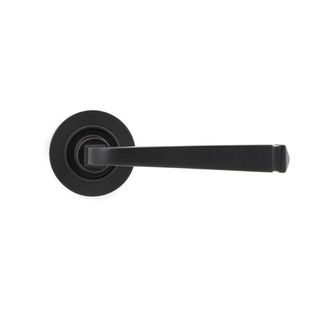 This is an image showing From The Anvil - Aged Bronze Avon Round Lever on Rose Set (Plain) - Unsprung available from trade door handles, quick delivery and discounted prices