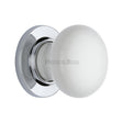 This is an image of a Heritage Brass - White Knob with Polished Chrome base, 5010-pc that is available to order from Trade Door Handles in Kendal.