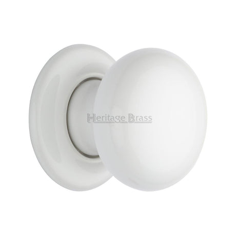 This is an image of a Heritage Brass - White Knob with Porcelain base, 5010-pr that is available to order from Trade Door Handles in Kendal.