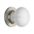 This is an image of a Heritage Brass - White Knob with Satin Nickel base, 5010-sn that is available to order from Trade Door Handles in Kendal.