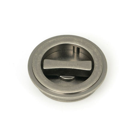 This is an image showing From The Anvil - Pewter 60mm Art Deco Round Pull - Privacy Set available from trade door handles, quick delivery and discounted prices