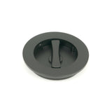 This is an image showing From The Anvil - Matt Black 75mm Plain Round Pull - Privacy Set available from trade door handles, quick delivery and discounted prices