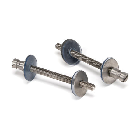 This is an image showing From The Anvil - Satin SS (304) 100mm Back to Back Fixings for T Bar (2) available from trade door handles, quick delivery and discounted prices