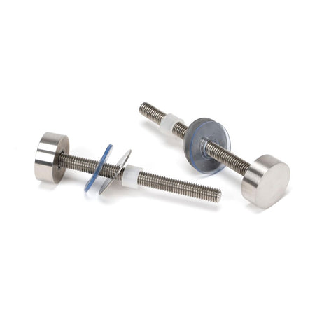 This is an image showing From The Anvil - Satin SS (304) 100mm Bolt Fixings for T Bar (2) available from trade door handles, quick delivery and discounted prices