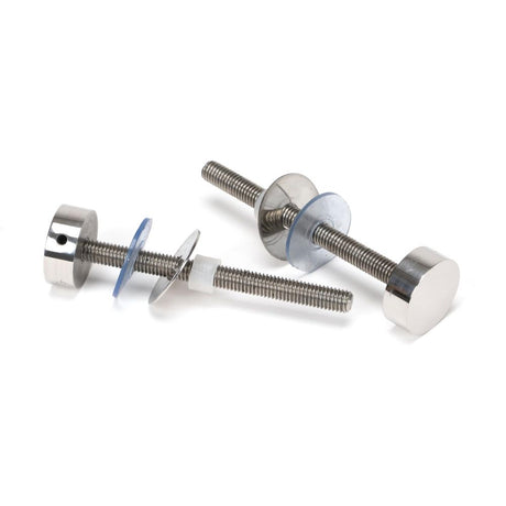 This is an image showing From The Anvil - Polished SS (304) 100mm Bolt Fixings for T Bar (2) available from trade door handles, quick delivery and discounted prices