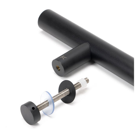 This is an image showing From The Anvil - Matt Black SS (304) 100mm Bolt Fixings for T Bar (2) available from trade door handles, quick delivery and discounted prices