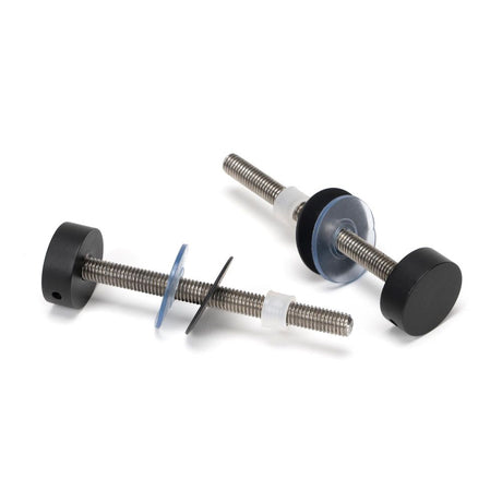 This is an image showing From The Anvil - Matt Black SS (304) 100mm Bolt Fixings for T Bar (2) available from trade door handles, quick delivery and discounted prices