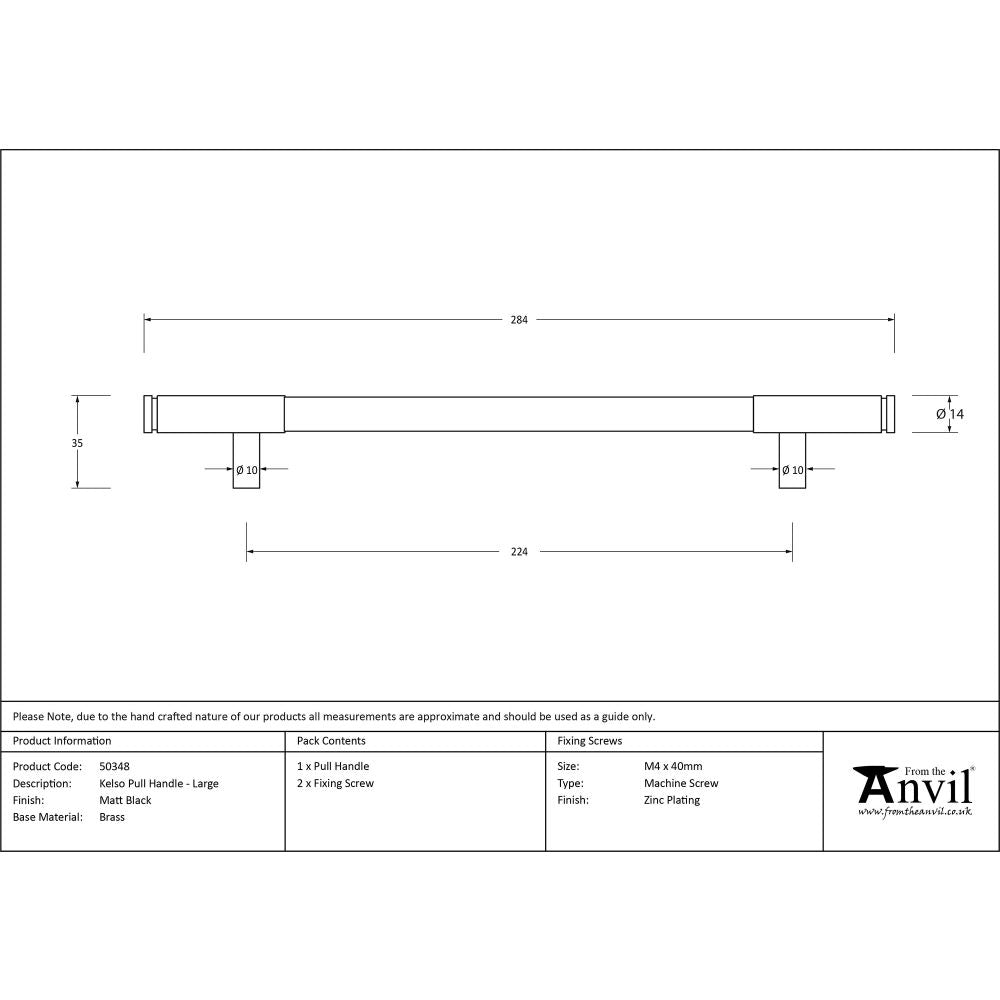 This is an image showing From The Anvil - Matt Black Kelso Pull Handle - Large available from trade door handles, quick delivery and discounted prices