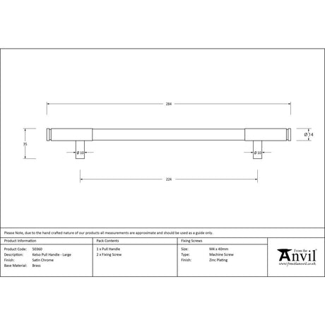 This is an image showing From The Anvil - Satin Chrome Kelso Pull Handle - Large available from trade door handles, quick delivery and discounted prices