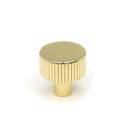 This is an image showing From The Anvil - Polished Brass Judd Cabinet Knob - 25mm (No Rose) available from trade door handles, quick delivery and discounted prices