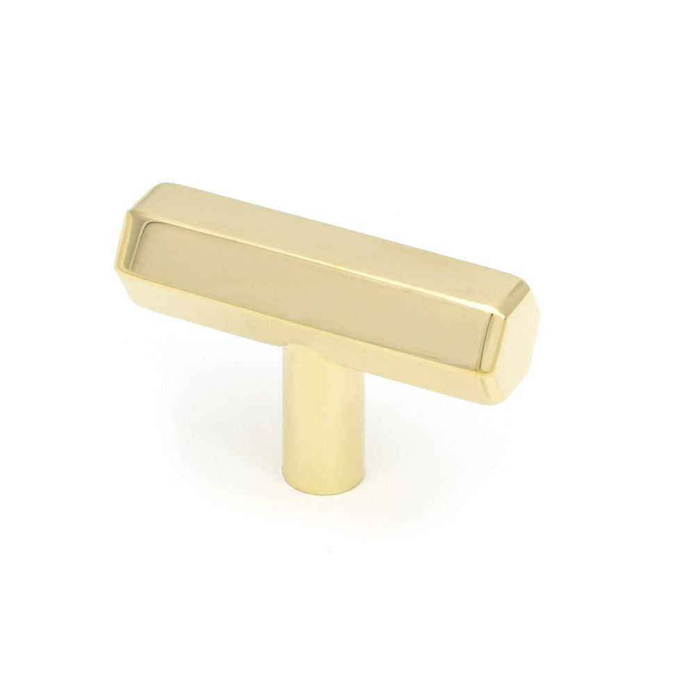 This is an image showing From The Anvil - Polished Brass Kahlo T-Bar available from trade door handles, quick delivery and discounted prices