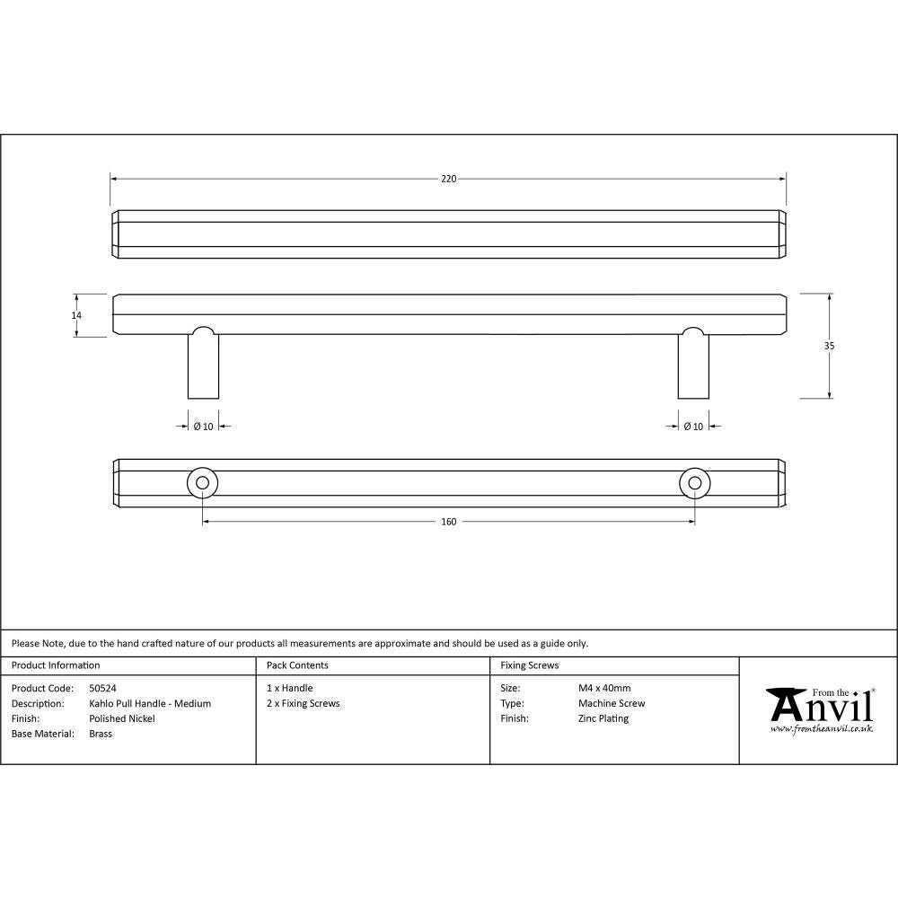 This is an image showing From The Anvil - Polished Nickel Kahlo Pull Handle - Medium available from trade door handles, quick delivery and discounted prices