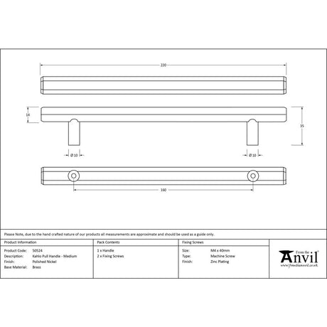 This is an image showing From The Anvil - Polished Nickel Kahlo Pull Handle - Medium available from trade door handles, quick delivery and discounted prices