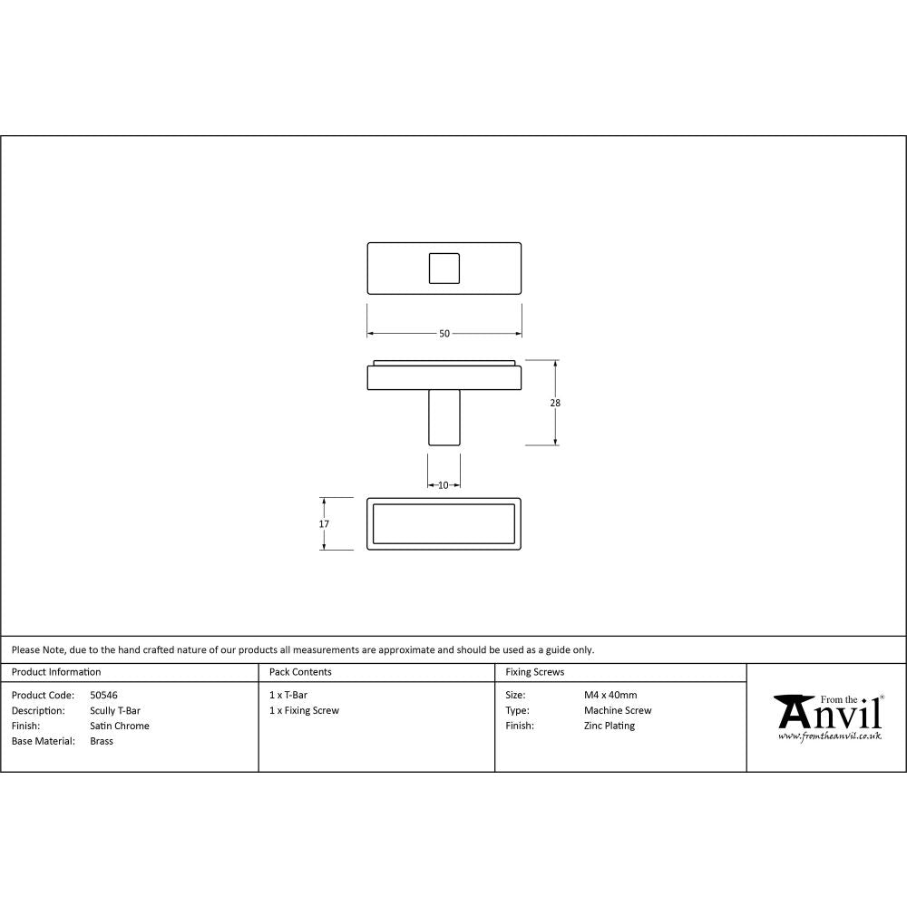 This is an image showing From The Anvil - Satin Chrome Scully T-Bar available from trade door handles, quick delivery and discounted prices