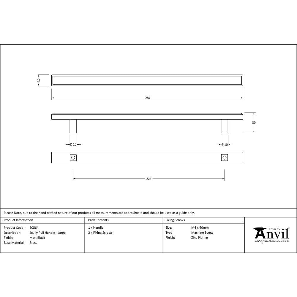 This is an image showing From The Anvil - Matt Black Scully Pull Handle - Large available from trade door handles, quick delivery and discounted prices