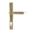 This is an image showing From The Anvil - Polished Brass Brompton Slimline Lever Espag. Lock Set available from trade door handles, quick delivery and discounted prices