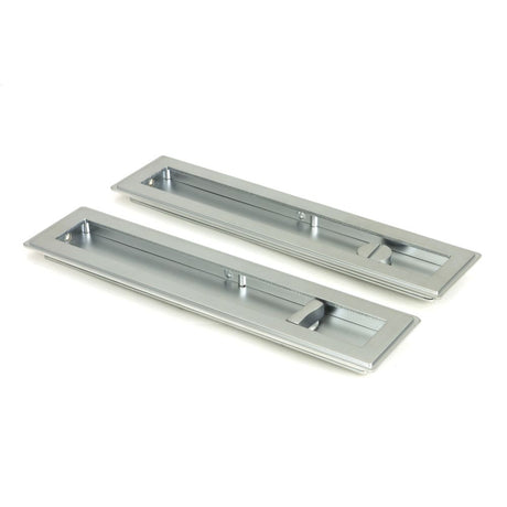 This is an image showing From The Anvil - Satin Chrome 250mm Art Deco Rectangular Pull - Privacy Set available from trade door handles, quick delivery and discounted prices