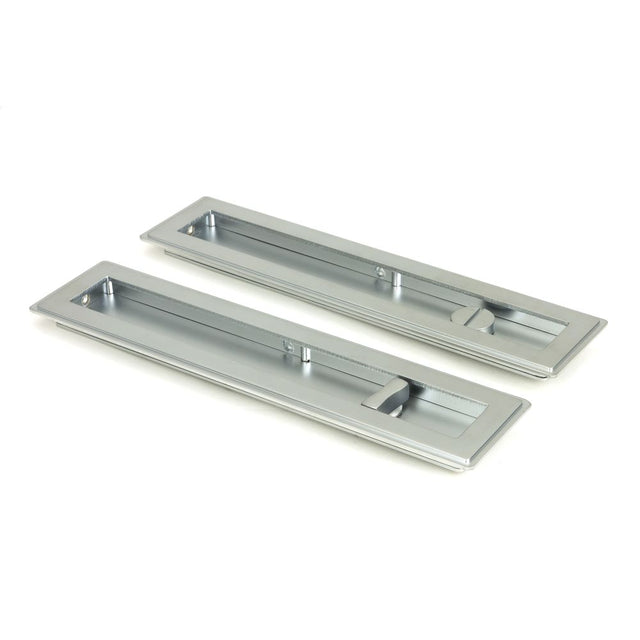 This is an image showing From The Anvil - Satin Chrome 250mm Art Deco Rectangular Pull - Privacy Set available from trade door handles, quick delivery and discounted prices